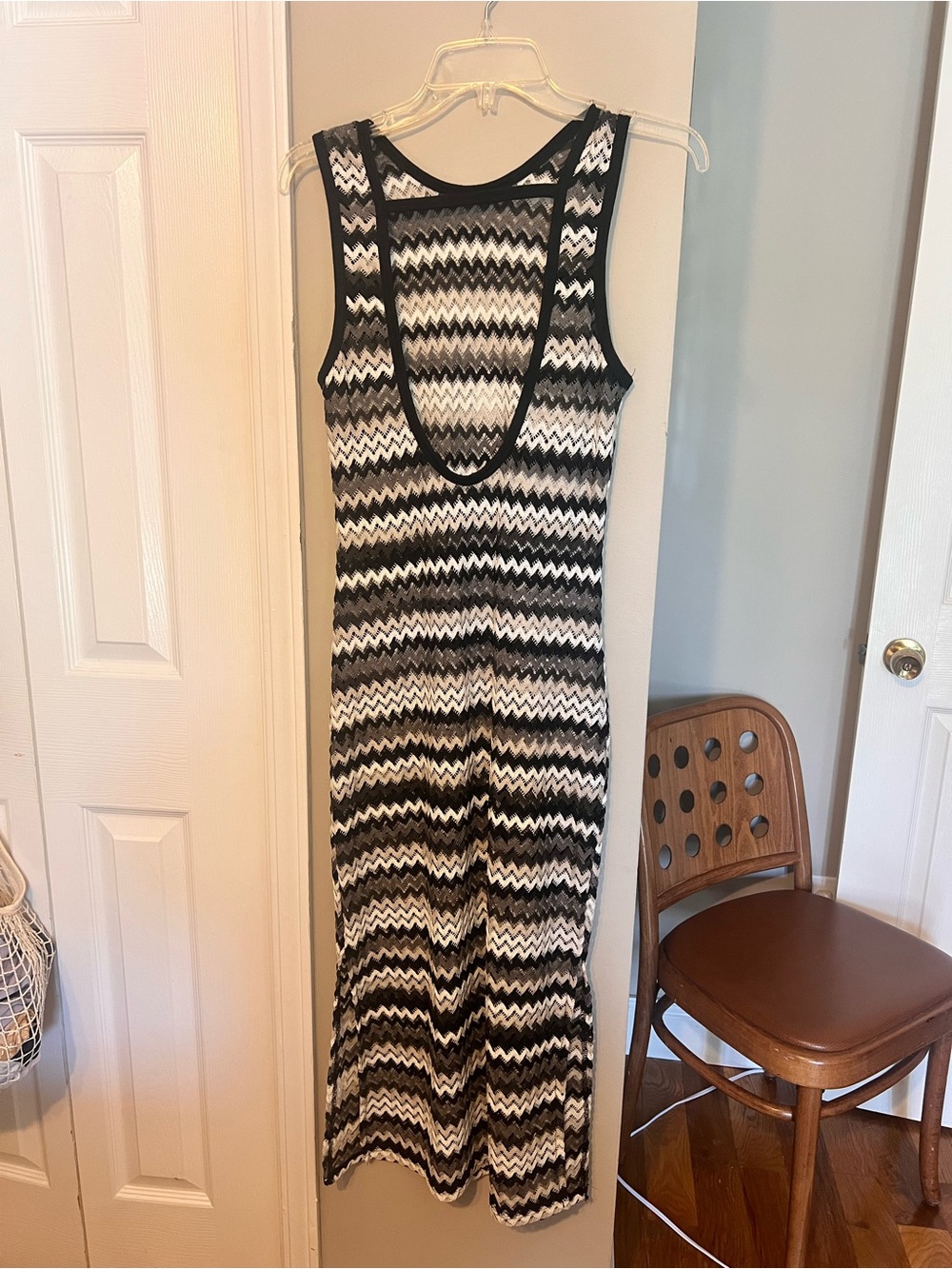 Miken swim cover up maxi dress crochet in black and white.